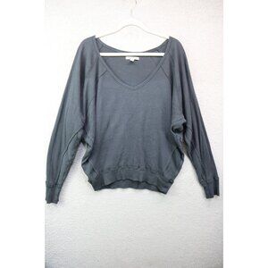 Free People Black Waffle Knit Dolman Sleeves Oversized Sweater-Medium-Boho